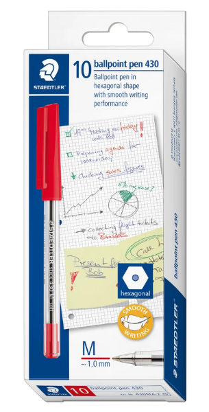 Picture of STAEDTLER STICK 430 MEDIUM RED BOX 12